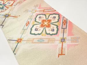 格子に花菱模様織出し袋帯